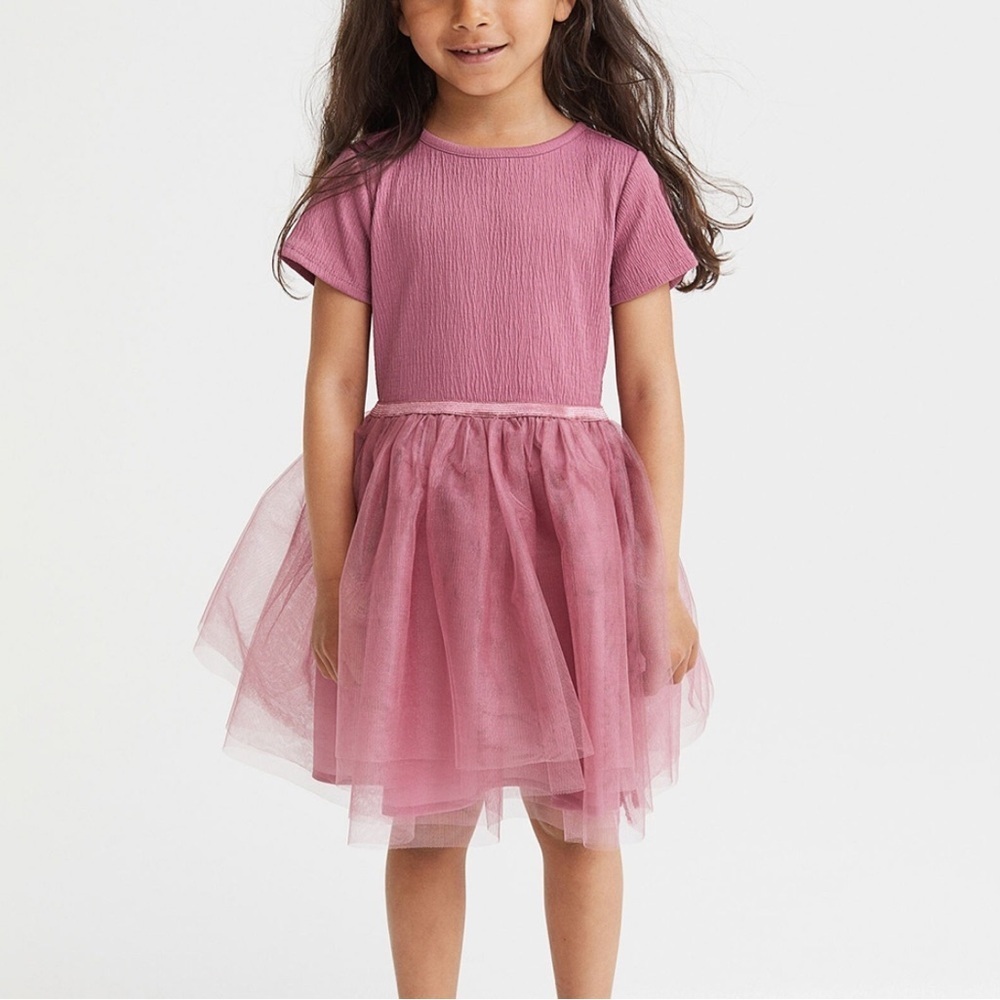 H&M Girl’s Dark Pink Mauve tulle tutu voluminous skirt dress Rococo